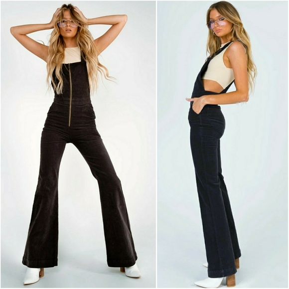 Rolla's Pants - ROLLA'S // black corduroy flare overalls